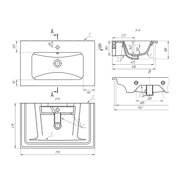 Раковина ASB-Woodline Эйфория 80 NEW 27654